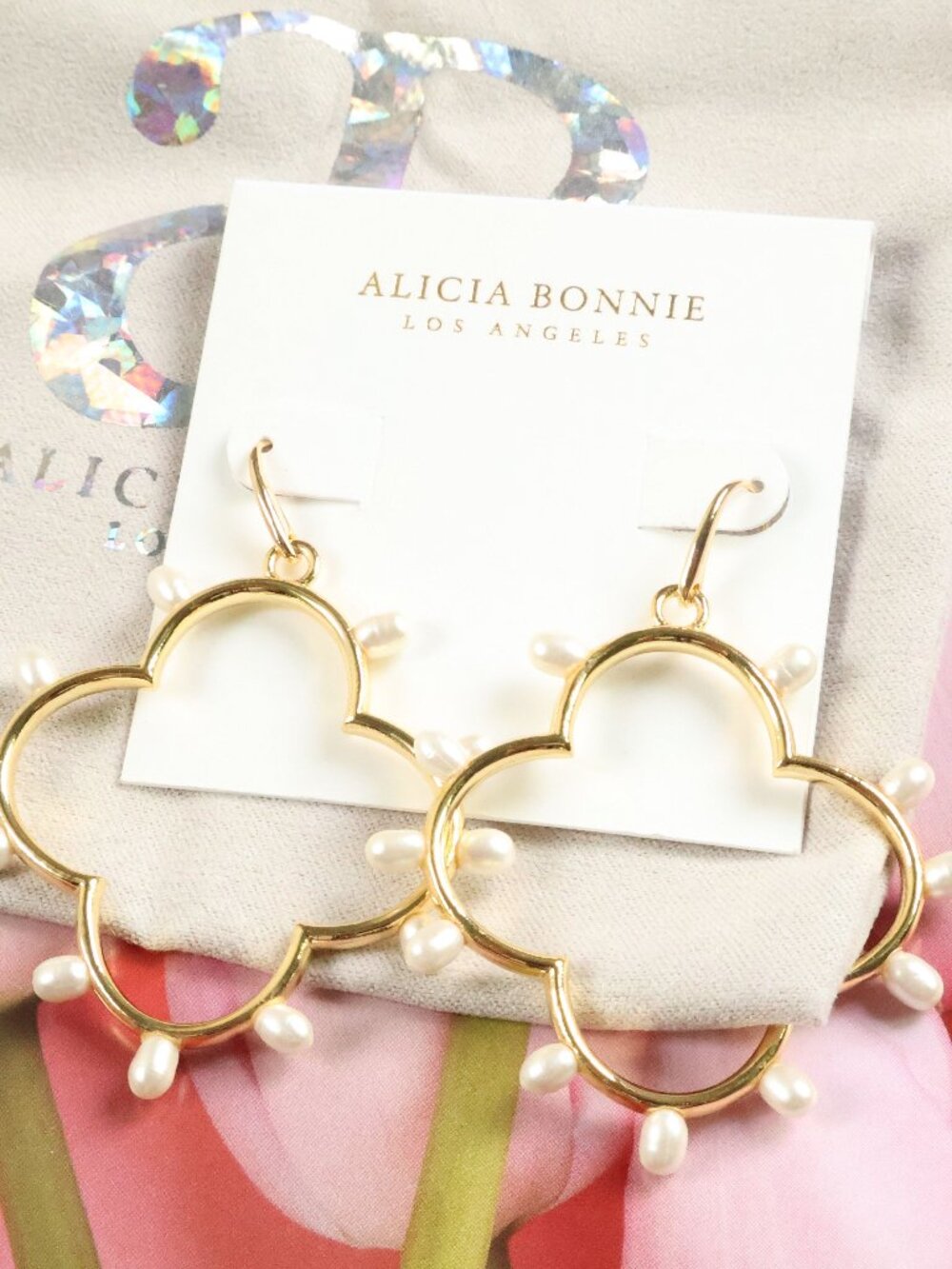 Alicia Bonnie Drop Earrings - Lena - Pearl Gold